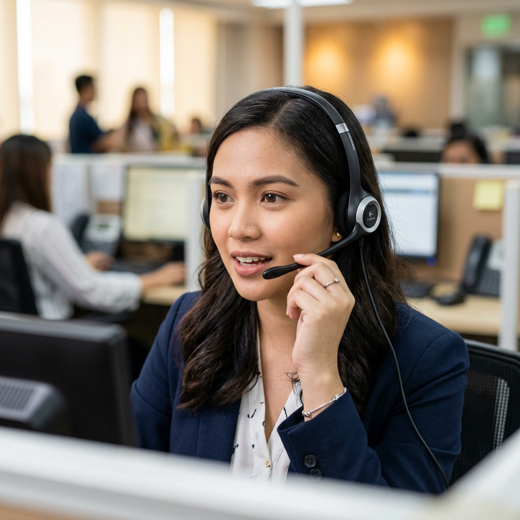 Customer service agent on a call